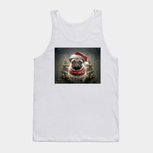 Pug Dog Santa Christmas Card Tank Top